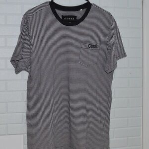 Guess Men's Black and White Striped Tee